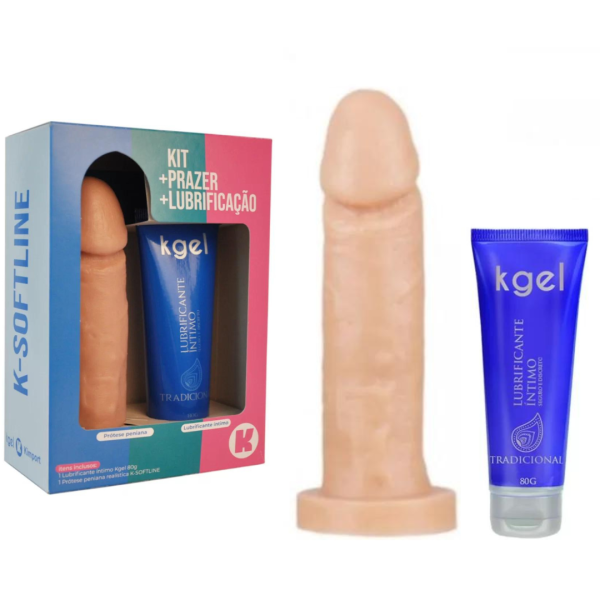 Kit Kgel Lubrificante Intimo + Prótese 15,5CM - K-SOFTLINE
