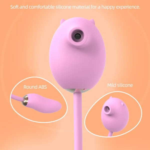 Vibrador Com Sugador Estimulador de Clitóris Silicone Rosa - Image 3