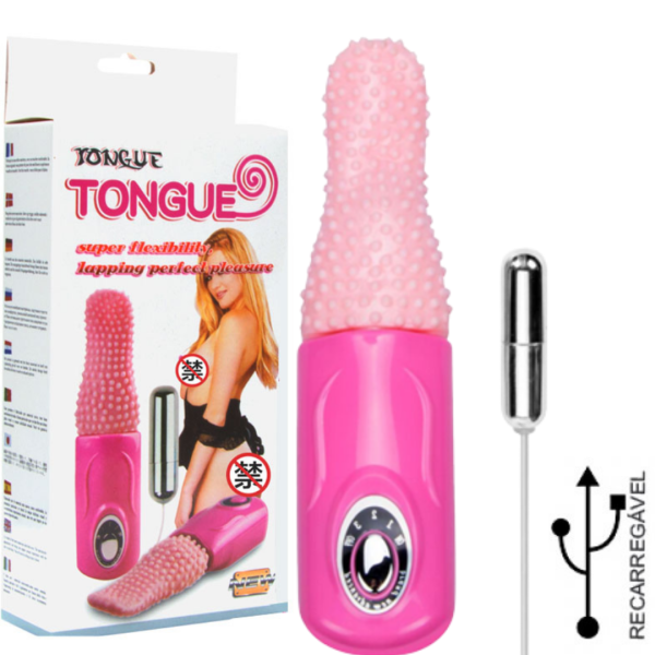 Estimulador Língua com Bullet vibrador, Rotação Recarregável