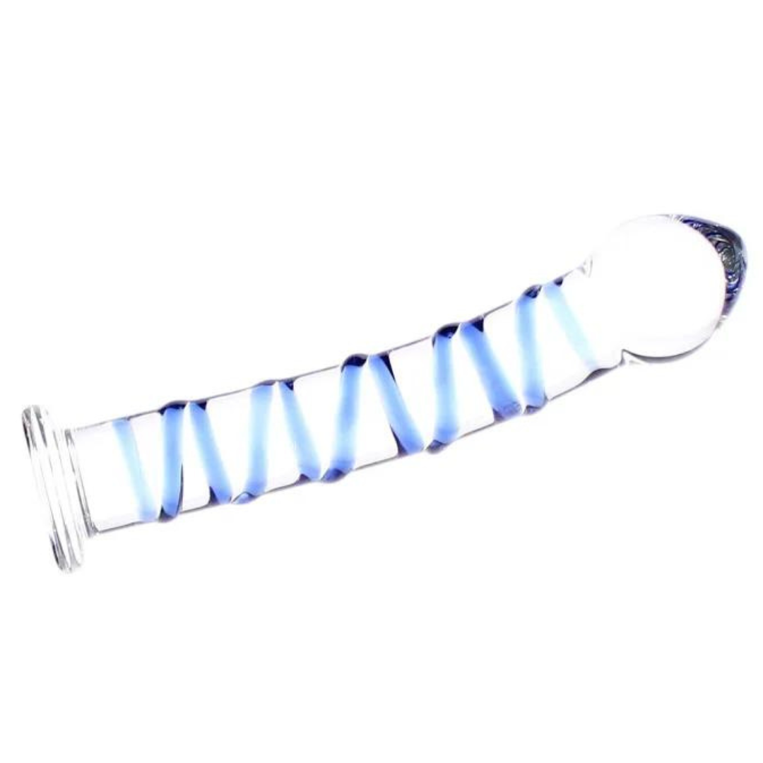 Plug Anal de Vidro Com Base e Veias Azul No Corpo 17 x 3,5 Cm