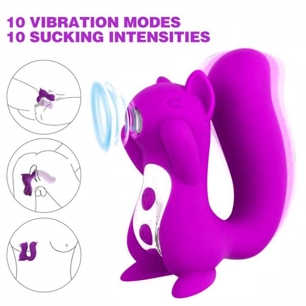 Vibrador De Ponto G e Sugador de Clitóris e Seios Esquilo 10 Vibrações - Image 2