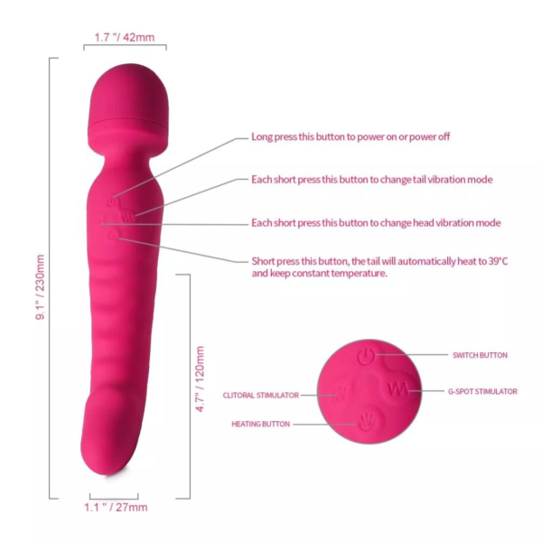 Vibrador Varinha Ponto G Com Aquecimento 10 Vibração - USB - Image 3