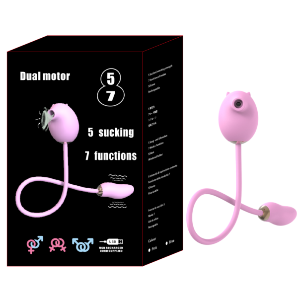 Vibrador Com Sugador Estimulador de Clitóris Silicone Rosa