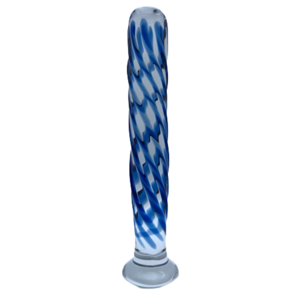Plug Anal Em Vidro Com Com Espiral Azul 14 x 2 Cm - Image 3