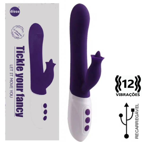 Vibrador Rotativo c/ Estimulador do Clitóris Vai e Vem - USB