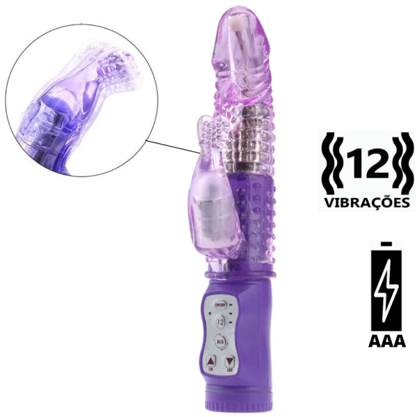Vibrador Rotativo Com Estimulador Motor Duplo 12 Vibrações
