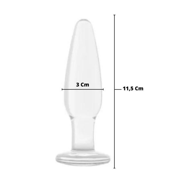 Plug Penetrador Anal Cônico Vidro 11,5 x 3 Cm Transparente