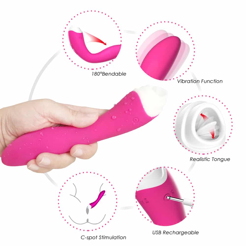 Vibrador Ponto G e Com Língua Estimuladora Recarregável USB - Imagem 3
