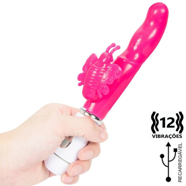 Vibrador c/ Estimulador de Clitóris 12 Vibração Recarregável