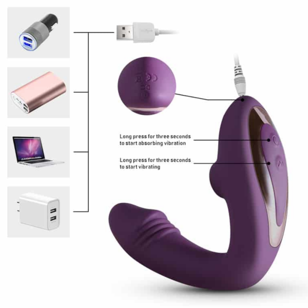Vibrador de ponto G e Sucção  com 10 Vibrações Recarregável - Image 6