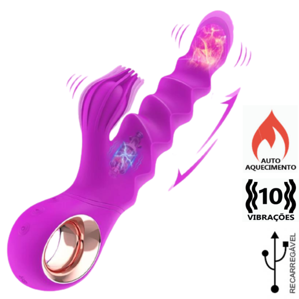 Vibrador Ponto G e Clitóris Rotativo Vai e Vem Aquecimento