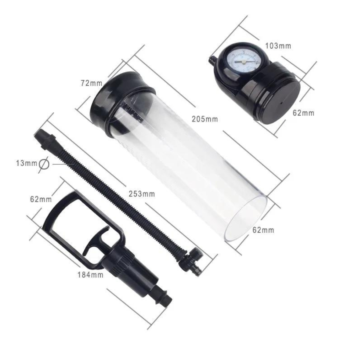 Bomba Peniana Manual Com Manômetro e Alavanca Forte 20 Cm Xuanai - Imagem 4