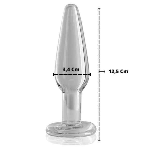 Plug Penetrador Anal Em Vidro Translucido Médio 12,5 x 3,4 Cm