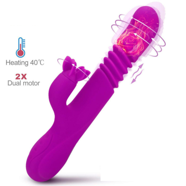 Vibrador Estimulador Vai e Vem Com Aquecimento e Estimulador de Clitóris
