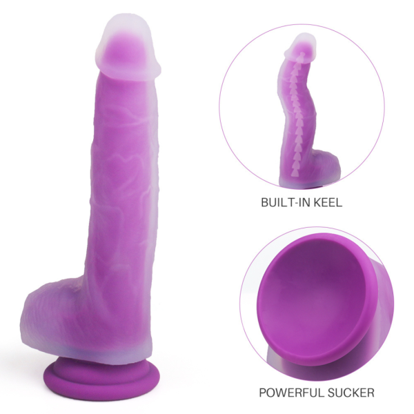 Pênis Dildo Com Ventosa e Camada Transparente Vertebras Roxo - Image 3