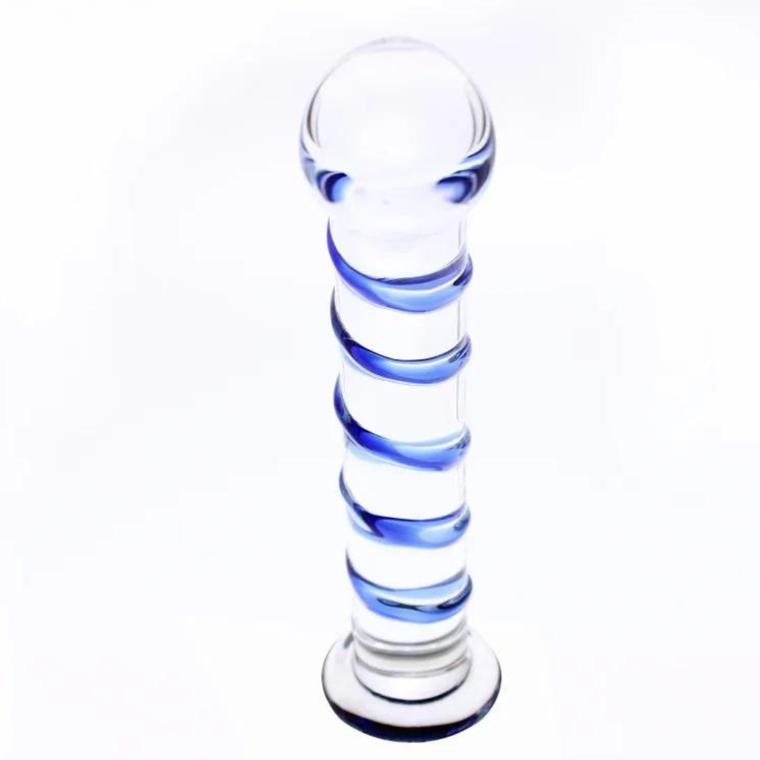 Plug Anal de Vidro Com Base e Veias Azul No Corpo 17 x 3,5 Cm - Imagem 4