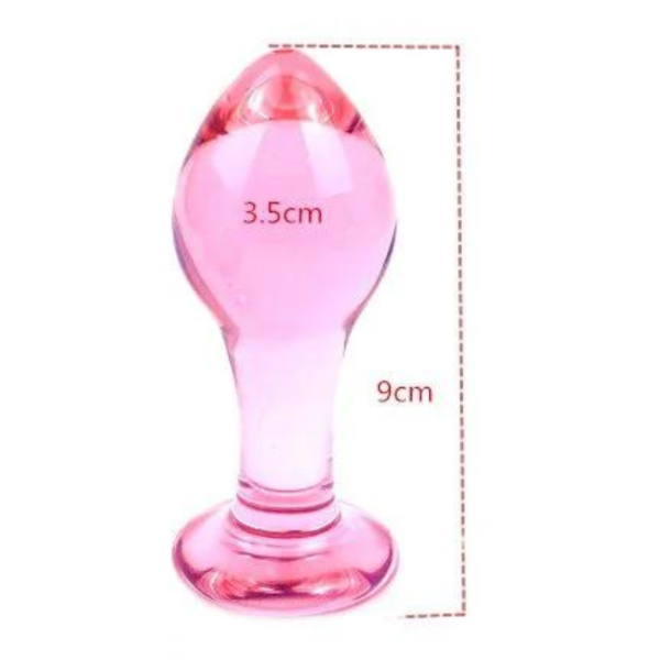 Plug Penetrador Anal Em Vidro Rosa Translucido Grande 9x3,5 Cm