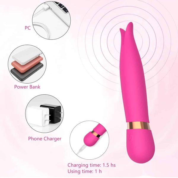 Golfinho Vibrador Mini Bastão com Ponta Dupla Recarregável - Image 2
