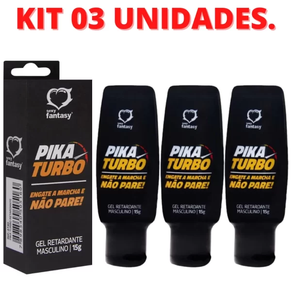 KIT 03 Pika Turbo Gel Retardante Masculino 15G Sexy Fantasy - Image 2