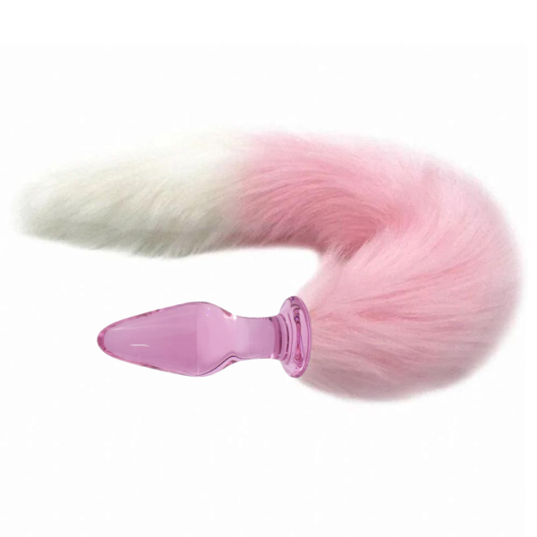 Plug Anal Rabo de Raposa Rosa Com Plug de Vidro 10 x 3,8 Cm - Image 2
