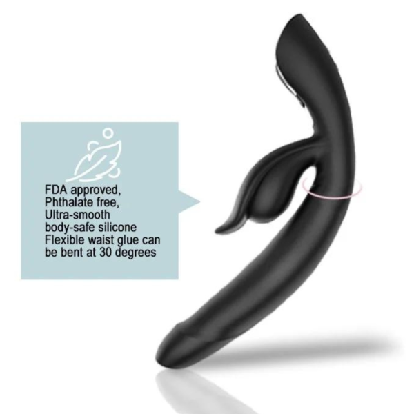 Estimulador Duplo Vibrador Ponto G e Clitóris Preto Recarregável 12 Vibrações - Image 6