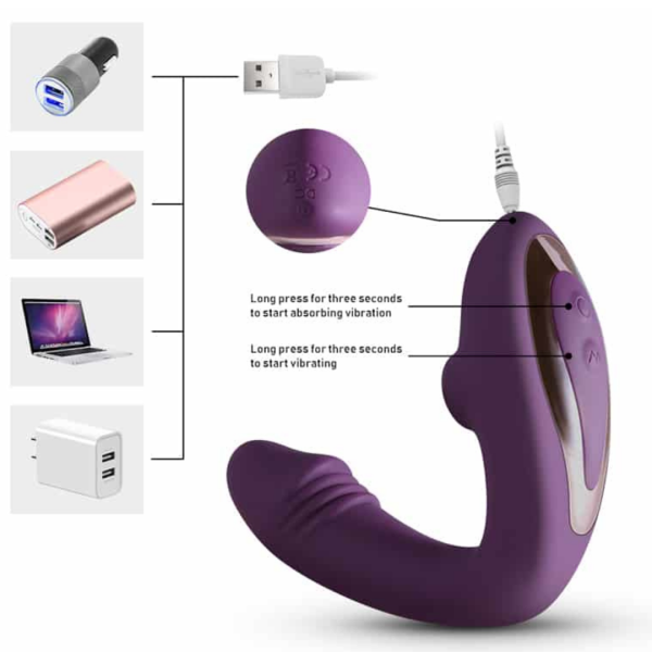 Vibrador de ponto G e Sucção  com 10 Vibrações Recarregável - Image 5