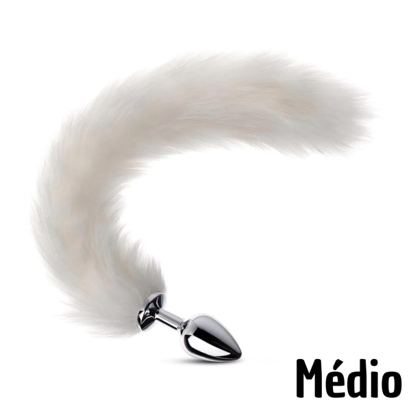 Plug Anal Médio Cauda De Raposa Branca 8×3,4 Cm