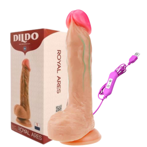 Prótese Realística Rotativo com Escroto e Ventosa 20cm x 4cm
