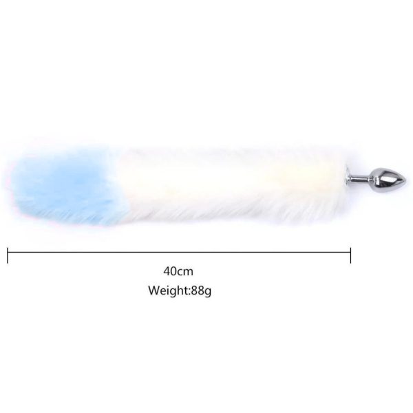 Plug Anal Pequeno Rabo Raposa Branco e Azul 7×2,8 Cm - Image 2