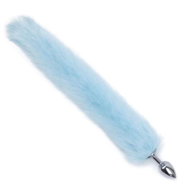 Plug Anal Cauda de Raposa Rabo Longo em Pelúcia Azul 7 x 2,8 Cm - Image 4