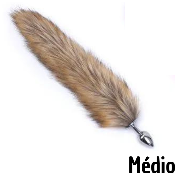 Plug Anal Cauda Raposa Metal Médio Liso 8×3,4 Cm Marrom