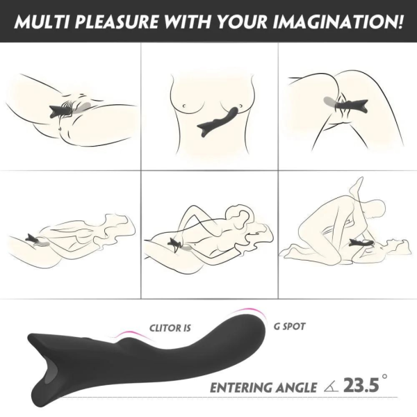 Vibrador Macio Preto Estimula o Seios, Ponto G e Clitóris 9 Vibrações - Image 5