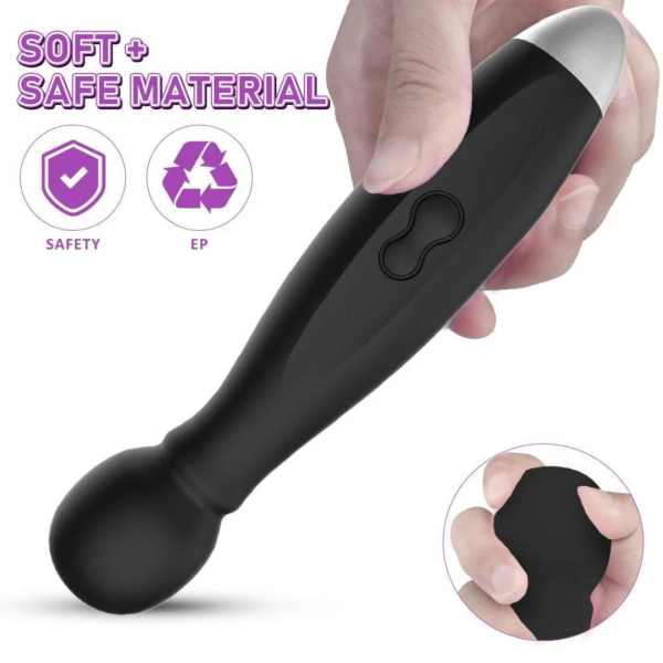Vibrador Clitoriano Massageador Varinha Magica Preto 9 Velocidades - Image 6