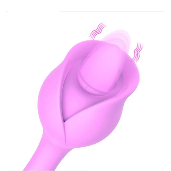 Vibrador Estimulador de Clitóris Formato de Flor Rosa Com Língua - Image 6