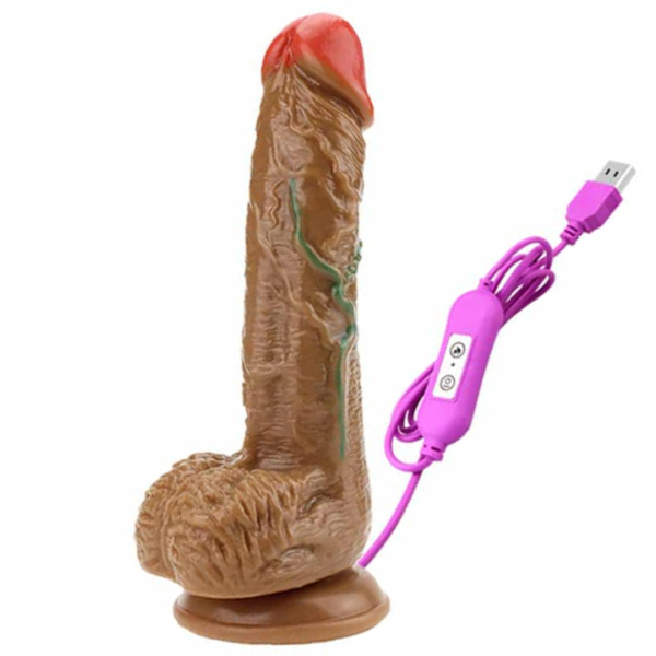 Prótese Marrom com Rotação e vibração Via USB 17,5x3,8cm