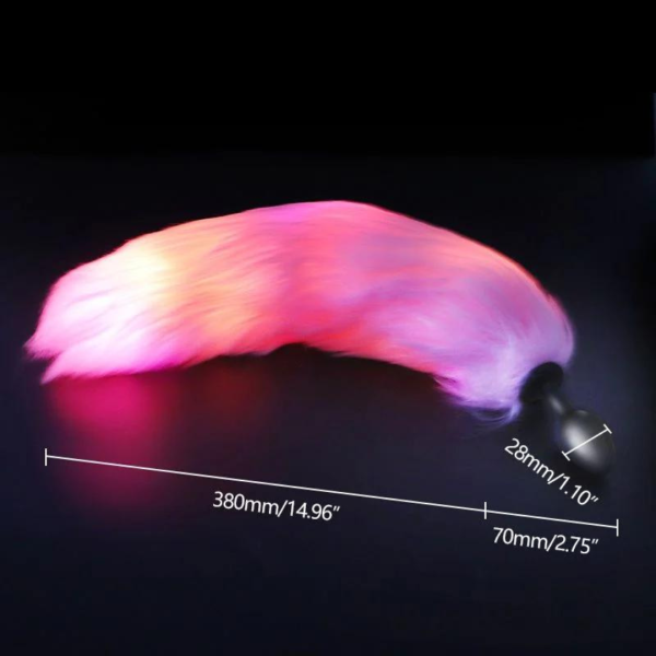 Plug Anal Em Silicone P Cauda Rosa LED iluminado 7 x 2,8 Cm - Image 5