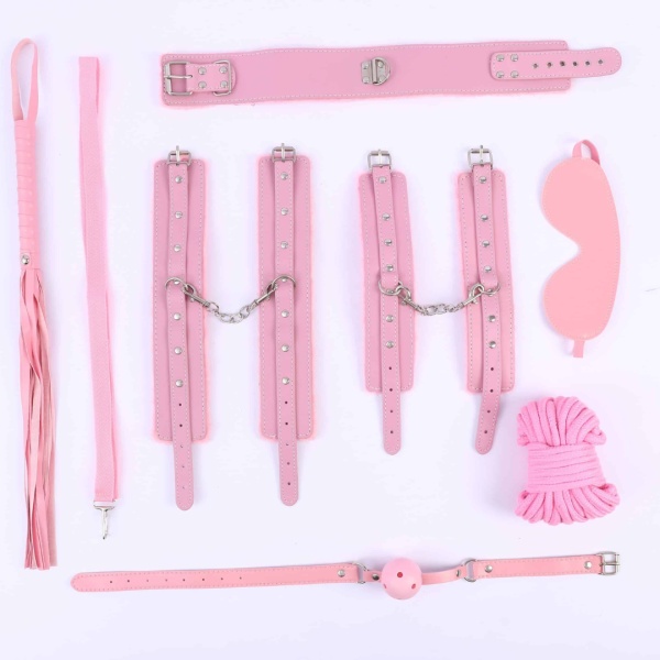 Kit Sadomasoquista Em Pelucia Rosa Com 7 Peças Diferentes - Image 6