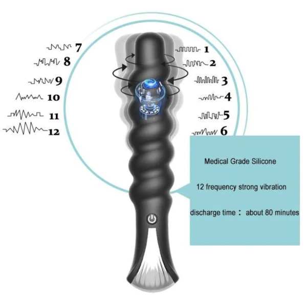 Vibrador Espiral Estimulador Ponto G Preto Recarregável USB 12 Velocidades - Image 2