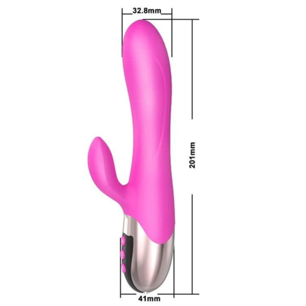 Vibrador Rosa Com Estimulador Clitoriano e Ponto G USB 7 Velocidades - Image 2