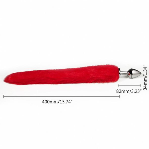 Plug Anal Metal Liso Cauda Raposa Vermelha 8×3,4 - Image 3