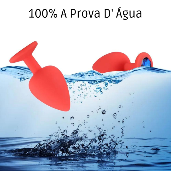 Plug Anal P 7x2,8 Cm Silicone Vermelho Pedra Removível - Image 6
