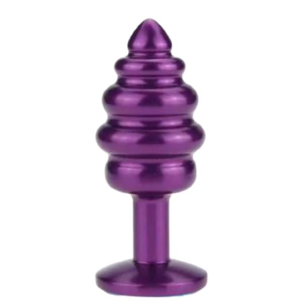Plug Anal Formato Espiral Metal Lilás Com Pedra Colorida