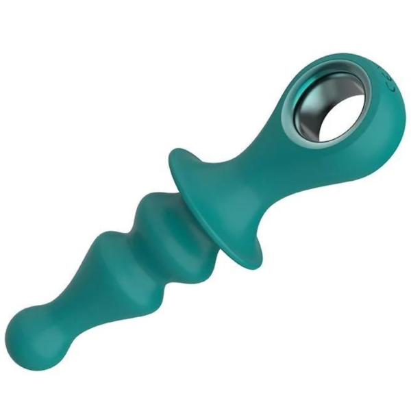 Plug Anal Vibrador Estimulador Verde Ondulado Com Orifício Xuanai - Image 4