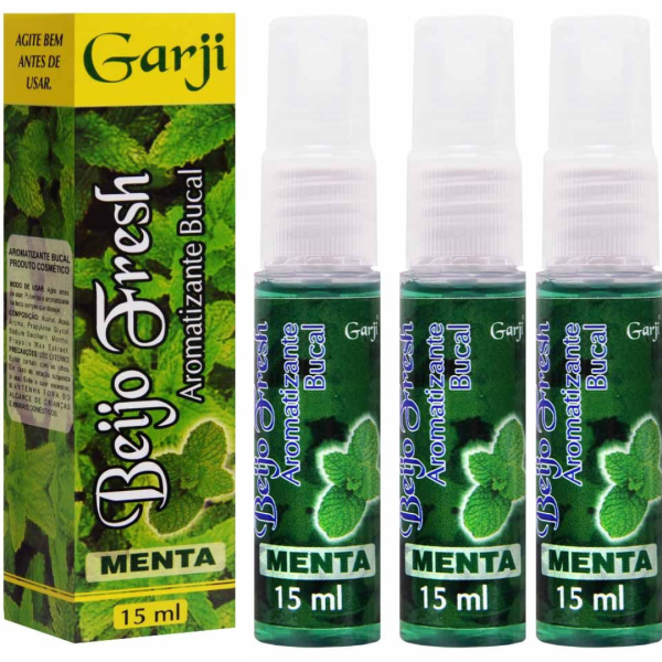 Kit 03 Sexo Oral Bucal MENTA Beijo Fresh 15ml Garji - Sex shop