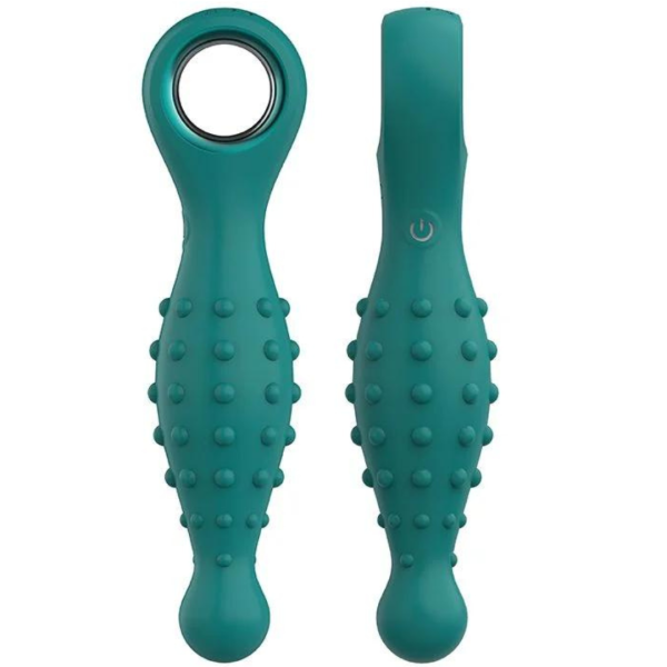 Plug Anal Verde Com Vibrador Bolinha 12 Vibrações USB Xuanai
