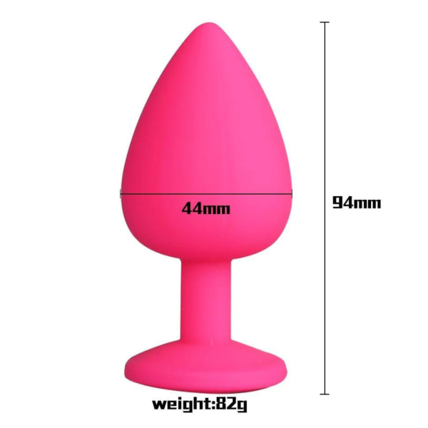 Plug Anal Médio 8x3,5Cm Silicone Flexível Rosa Pedra Removível - Image 2