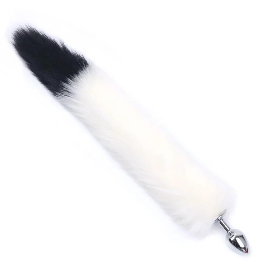 Plug Anal Pequeno Cauda Raposa Branco e Preto 7×2,8 Cm - Imagem 4