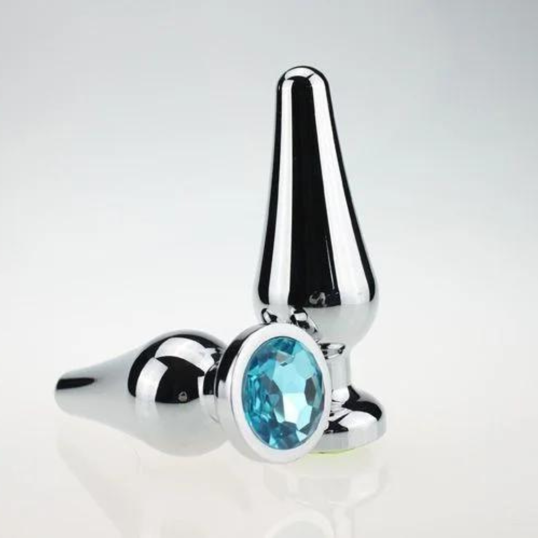 Plug Anal Conico em Aço liso Com Pedra Brilhante 13 x 4,5 Cm - Imagem 3