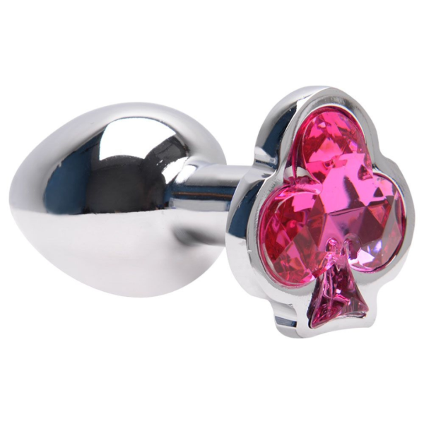 Plug anal de Metal Cromado Com Pedra Naipe de Paus Tamanho M - Image 6