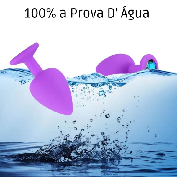 Plug Anal G Silicone Aveludado Lilás Joia Removível 9x4Cm - Image 3